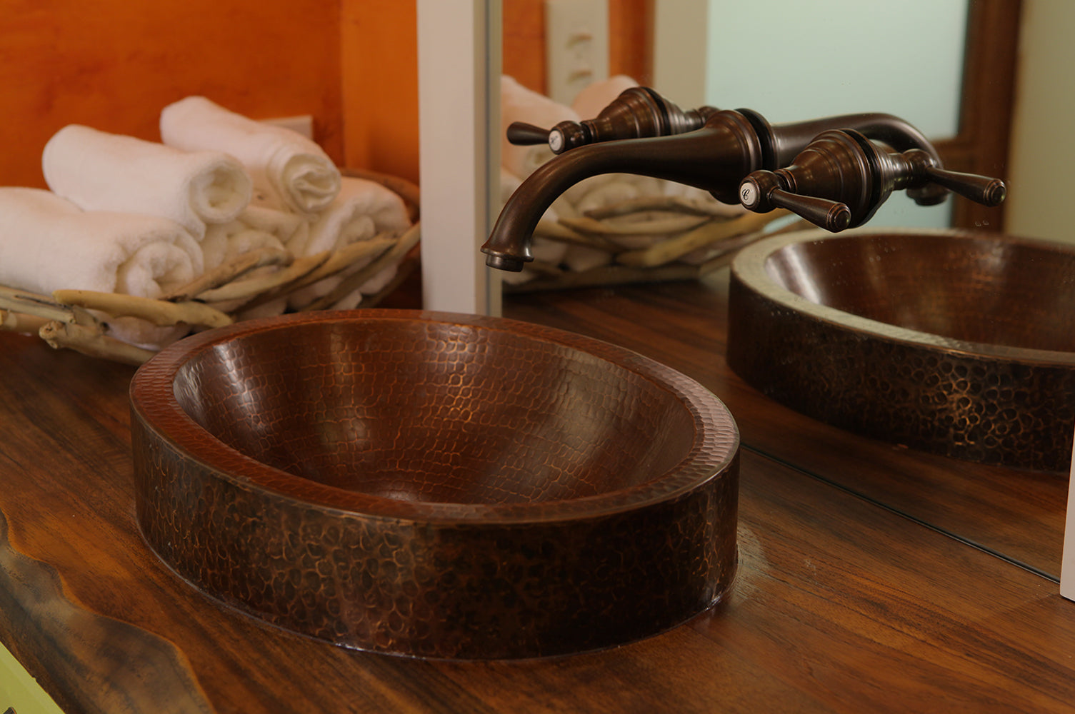Alternate Image for Premier Copper Products 17" Oval Copper Bathroom Sink, Oil Rubbed Bronze, VO17SKDB