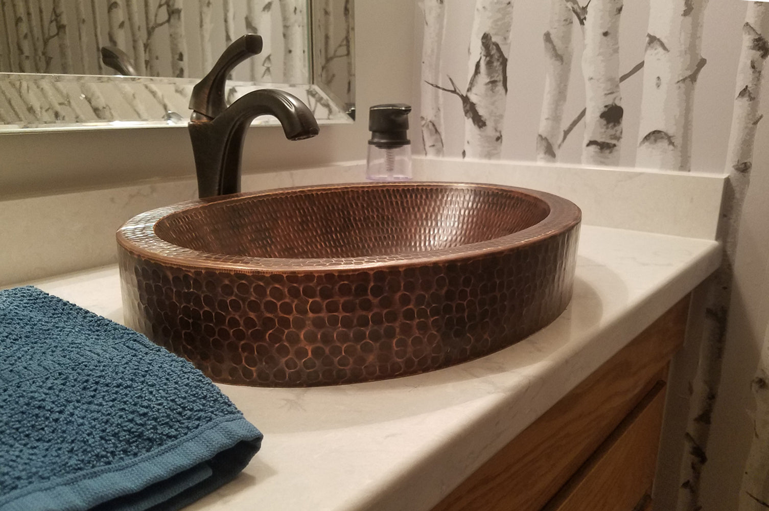 Alternate Image for Premier Copper Products 17" Oval Copper Bathroom Sink, Oil Rubbed Bronze, VO17SKDB