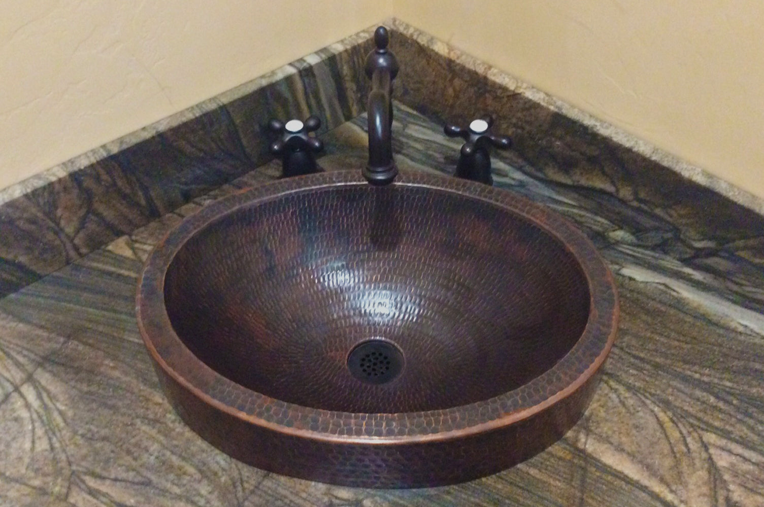 Alternate Image for Premier Copper Products 17" Oval Copper Bathroom Sink, Oil Rubbed Bronze, VO17SKDB