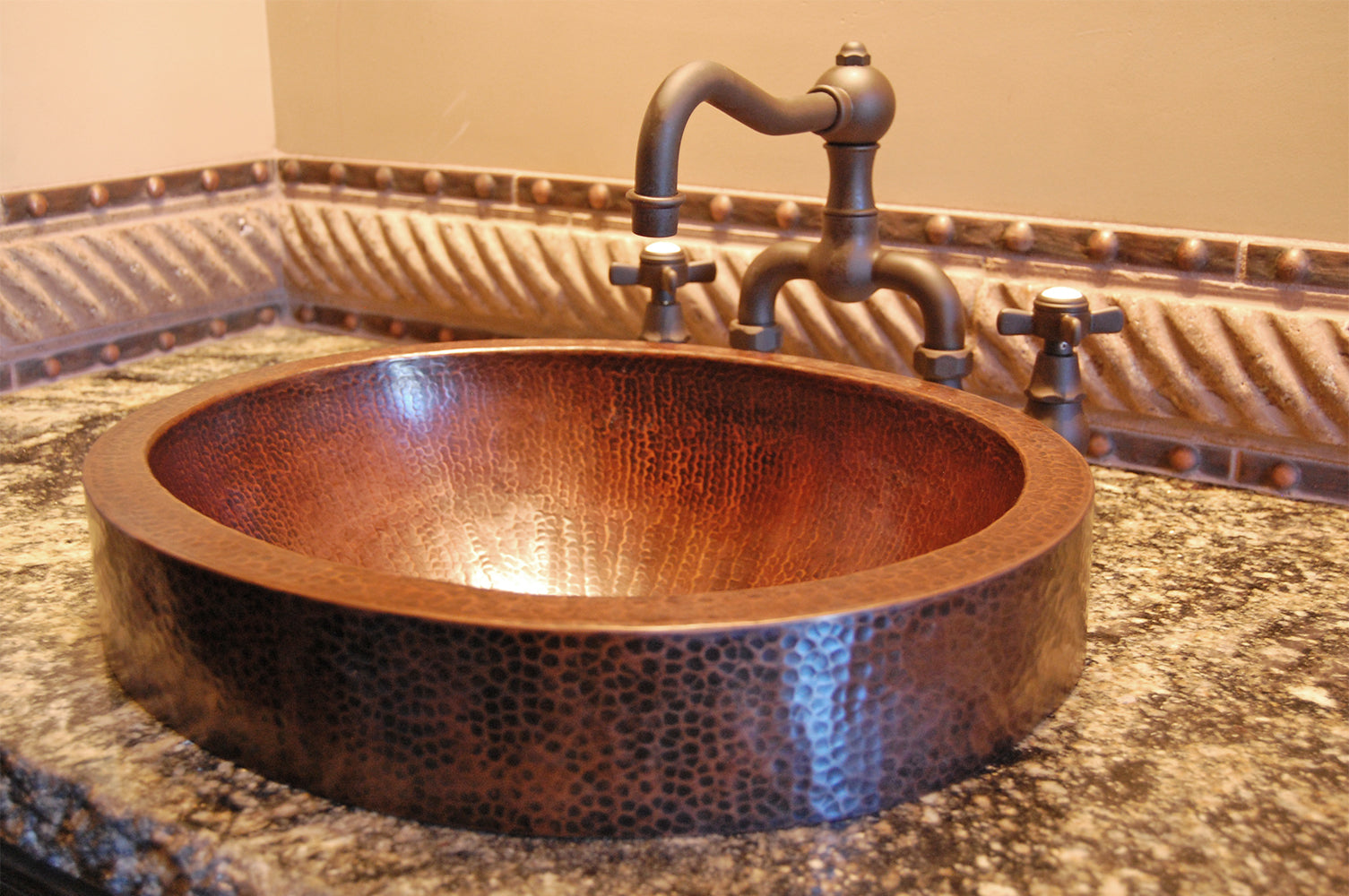 Alternate Image for Premier Copper Products 17" Oval Copper Bathroom Sink, Oil Rubbed Bronze, VO17SKDB