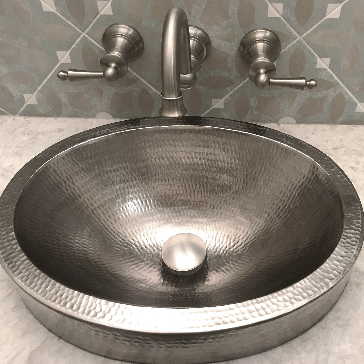 Alternate Image for Premier Copper Products 17" Oval Copper Bathroom Sink, Nickel, VO17SKEN