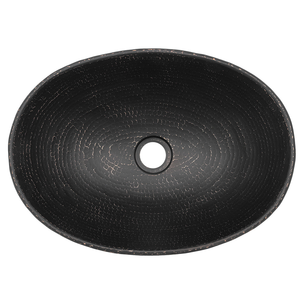 Alternate Image for Premier Copper Products 17" x 12" Oval Vessel - Above Counter Copper Bathroom Sink, Glazed Black, 17 Gauge, VO17WBLK