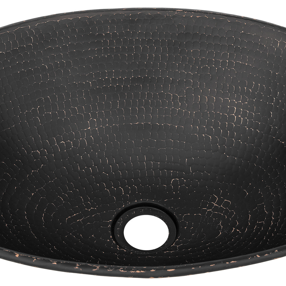Alternate Image for Premier Copper Products 17" x 12" Oval Vessel - Above Counter Copper Bathroom Sink, Glazed Black, 17 Gauge, VO17WBLK