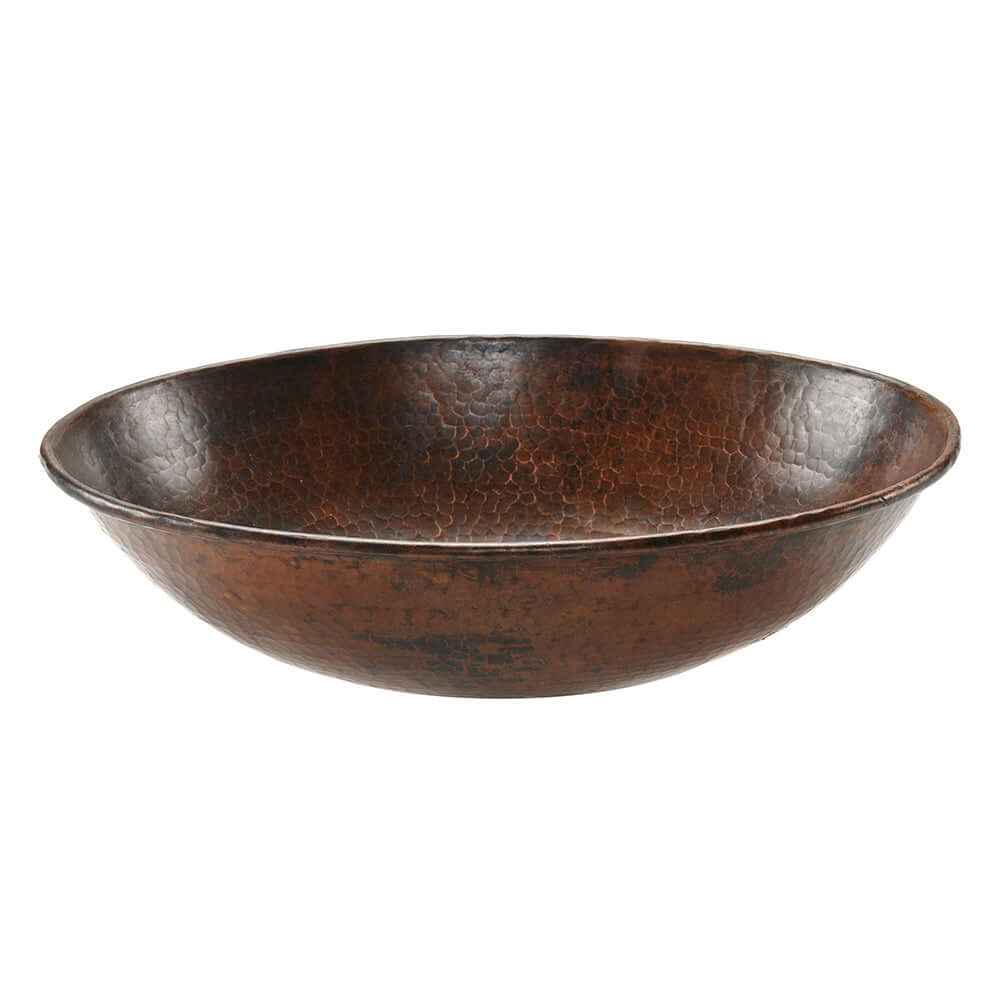 Alternate Image for Premier Copper Products 17" Oval Wired Rim Vessel Hammered Copper Bathroom Sink, Matching Drain and Accessories, Oil Rubbed Bronze, BSP5_VO17WDB-P