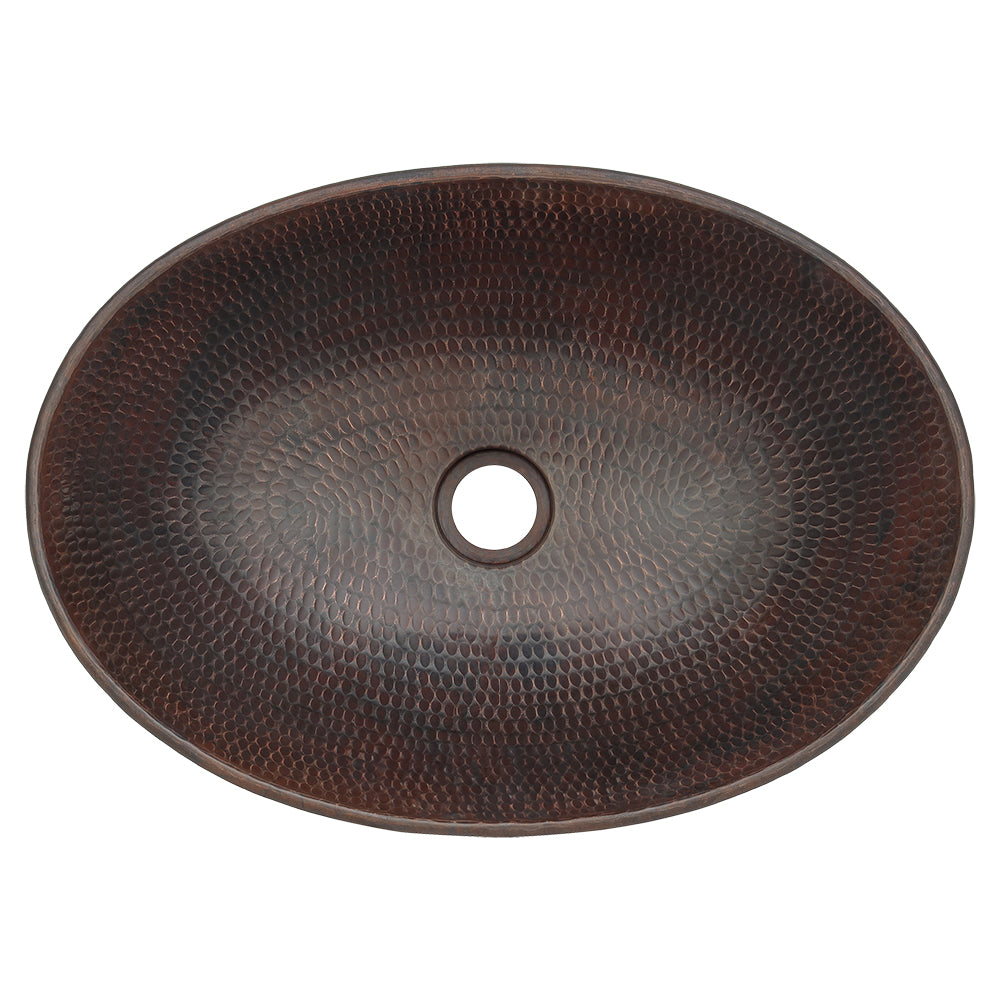 Alternate Image for Premier Copper Products 17" Oval Copper Bathroom Sink, Oil Rubbed Bronze, VO17WDB