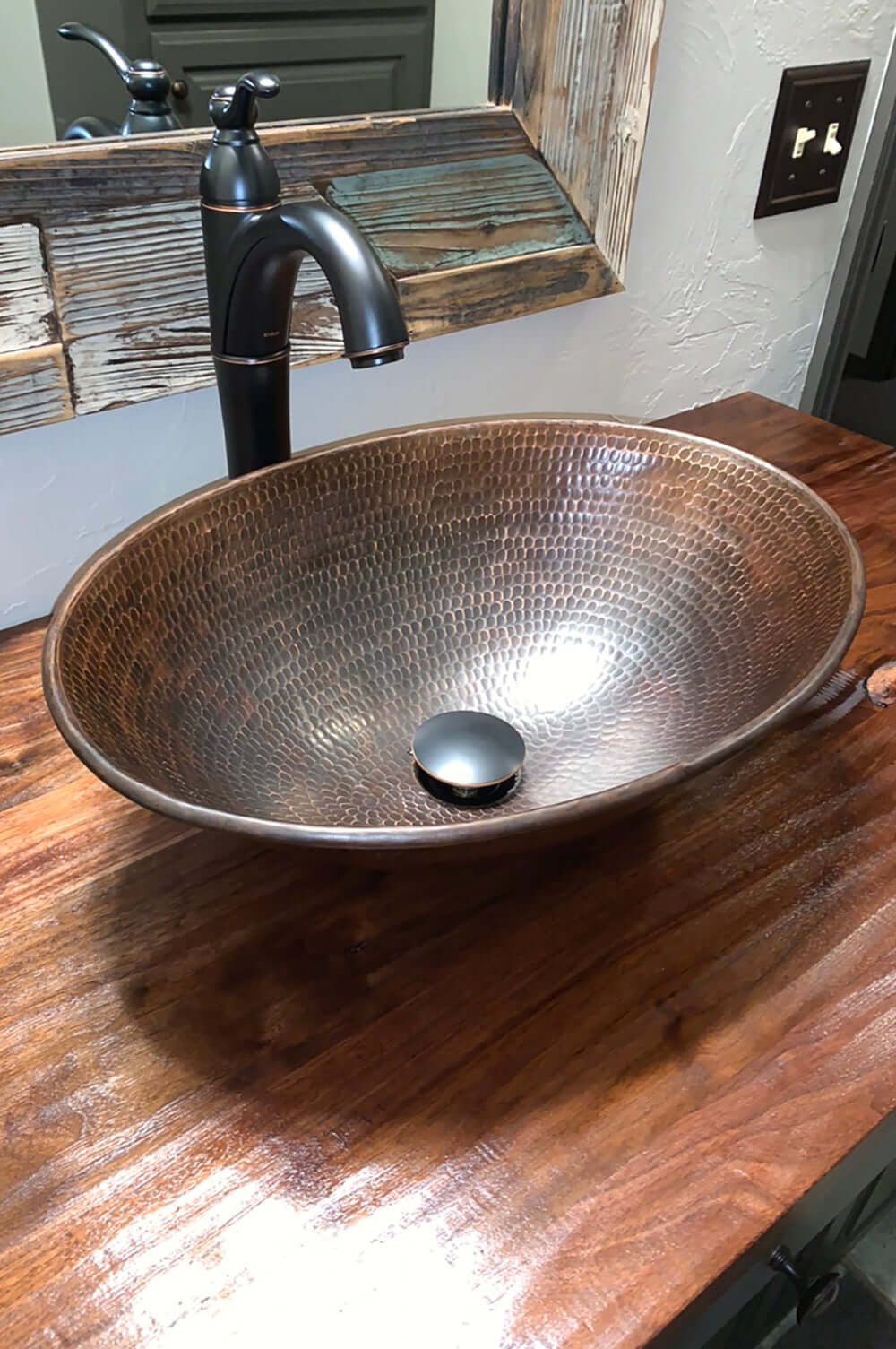 Alternate Image for Premier Copper Products 17" Oval Copper Bathroom Sink, Oil Rubbed Bronze, VO17WDB
