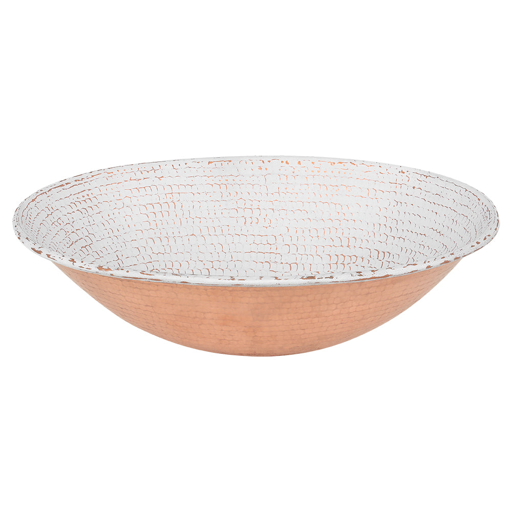 Premier Copper Products 17" x 12" Oval Vessel - Above Counter Copper Bathroom Sink, Glazed White, 17 Gauge, VO17WWHT