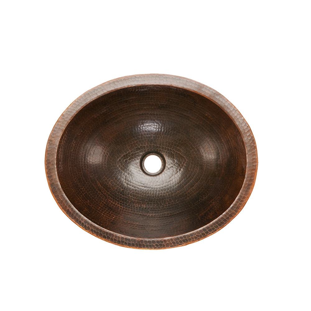 Alternate Image for Premier Copper Products 18" Oval Skirted Vessel Hammered Copper Bathroom Sink, Matching Drain and Accessories, Oil Rubbed Bronze, BSP5_VO18SKDB-P