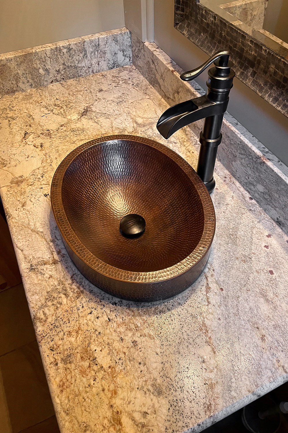 Alternate Image for Premier Copper Products 18" Oval Copper Bathroom Sink, Oil Rubbed Bronze, VO18SKDB