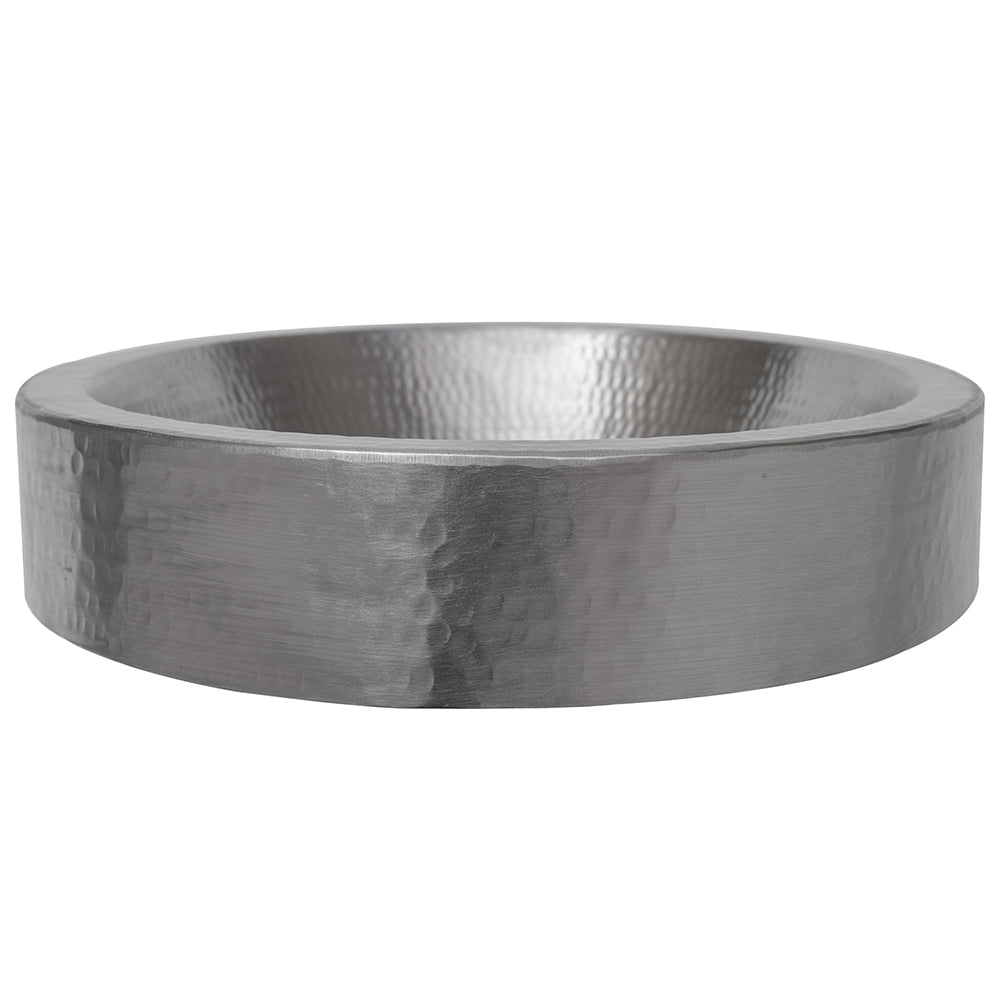 Alternate Image for Premier Copper Products 18" Oval Skirted Vessel Hammered Copper Bathroom Sink in Nickel, Matching Drain and Accessories, BSP5_VO18SKEN-P