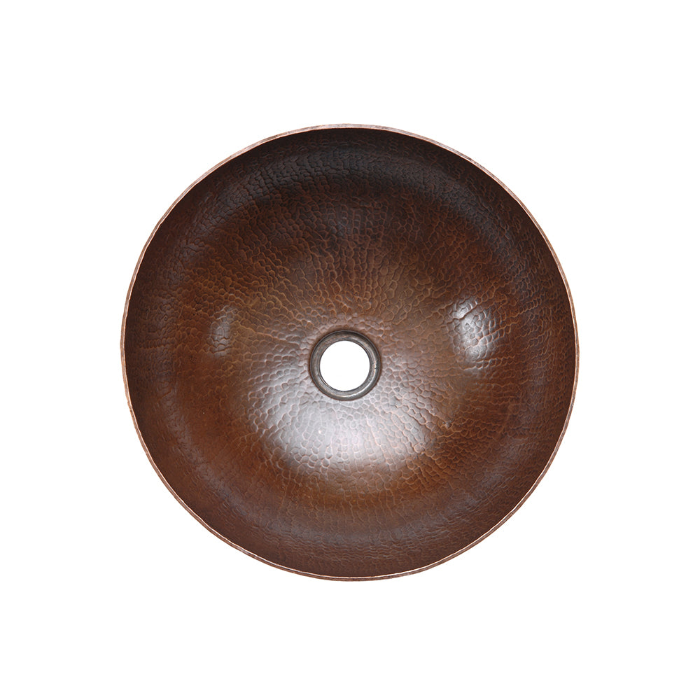 Alternate Image for Premier Copper Products 15" Medium Round Vessel Hammered Copper Bathroom Sink, Matching Drain and Accessories, Oil Rubbed Bronze, BSP5_VR15BDB-P
