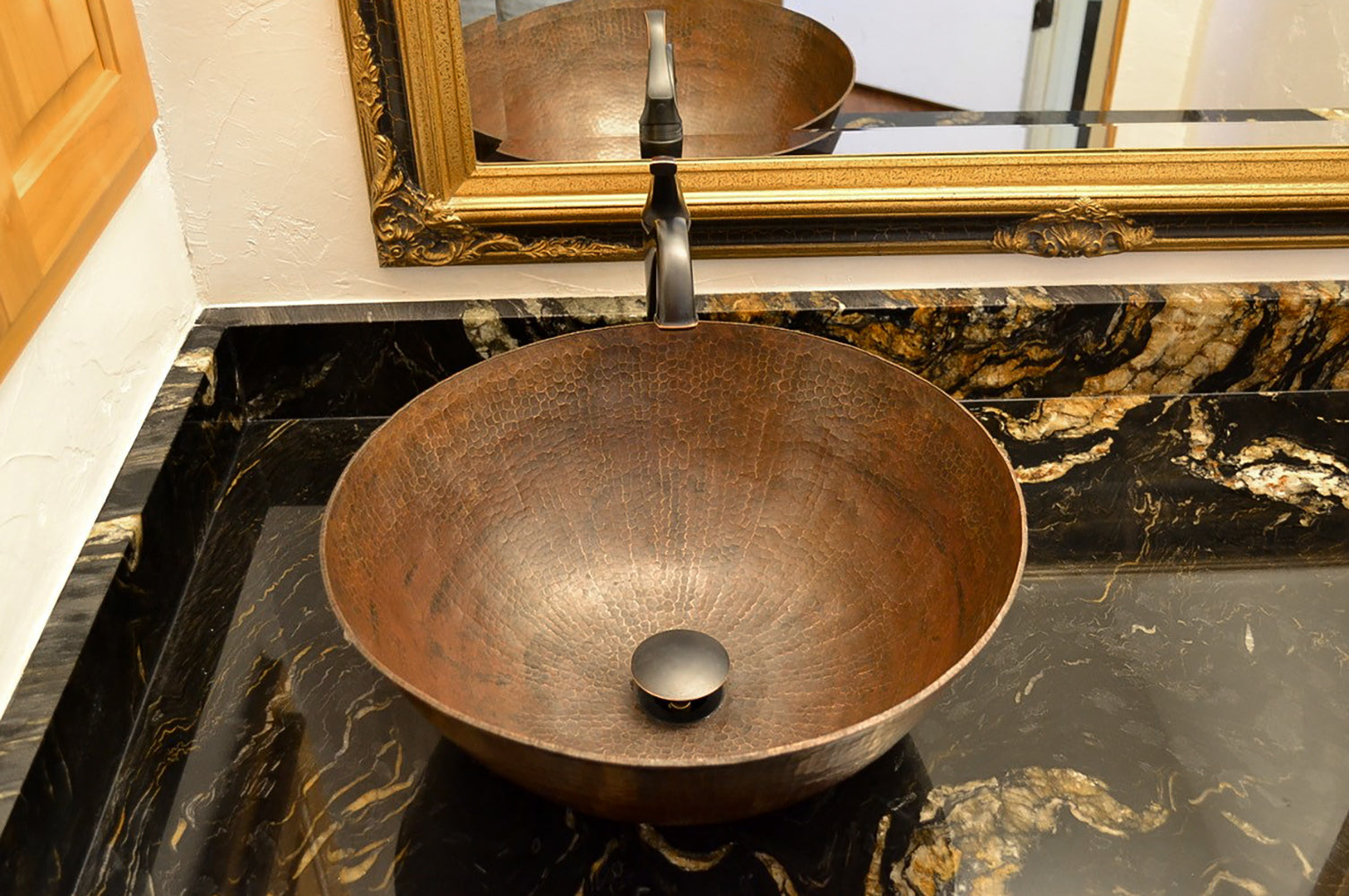 Alternate Image for Premier Copper Products 15" Round Copper Bathroom Sink, Oil Rubbed Bronze, VR15BDB