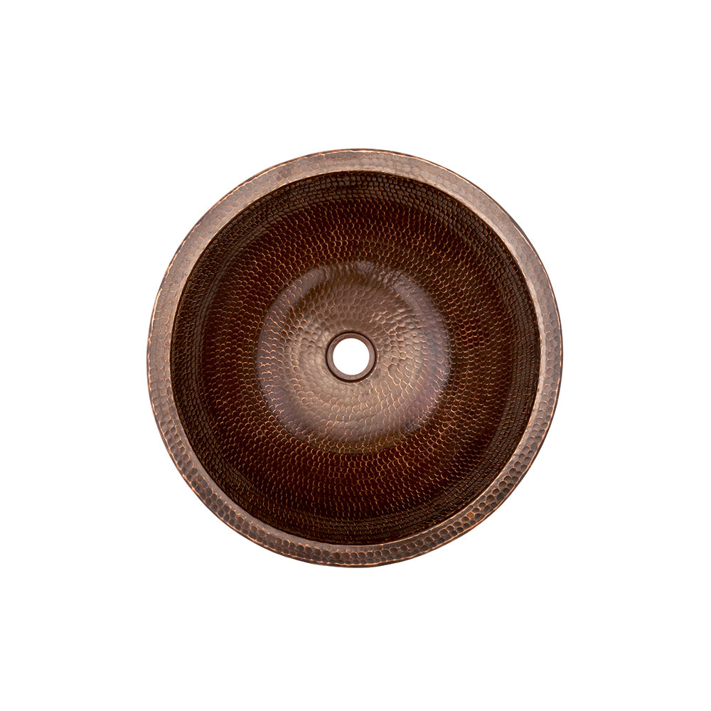 Alternate Image for Premier Copper Products 15" Small Round Skirted Vessel Hammered Copper Bathroom Sink, Matching Drain and Accessories, Oil Rubbed Bronze, BSP5_VR15SKDB-P