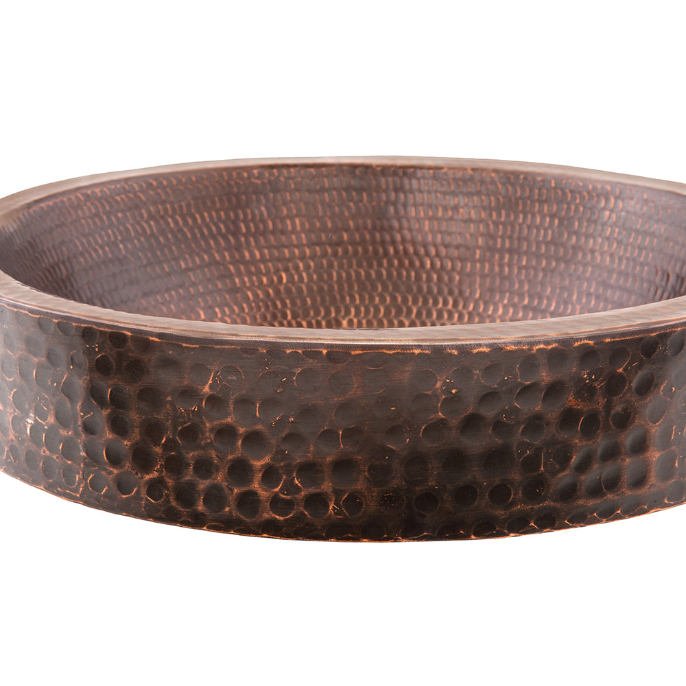 Alternate Image for Premier Copper Products 15" Small Round Skirted Vessel Hammered Copper Bathroom Sink, Matching Drain and Accessories, Oil Rubbed Bronze, BSP5_VR15SKDB-P