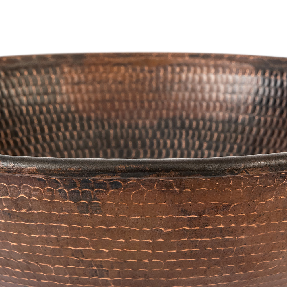 Alternate Image for Premier Copper Products 15" Round Wired Rim Vessel Hammered Copper Bathroom Sink, Matching Drain and Accessories, Oil Rubbed Bronze, BSP5_VR15WDB-P