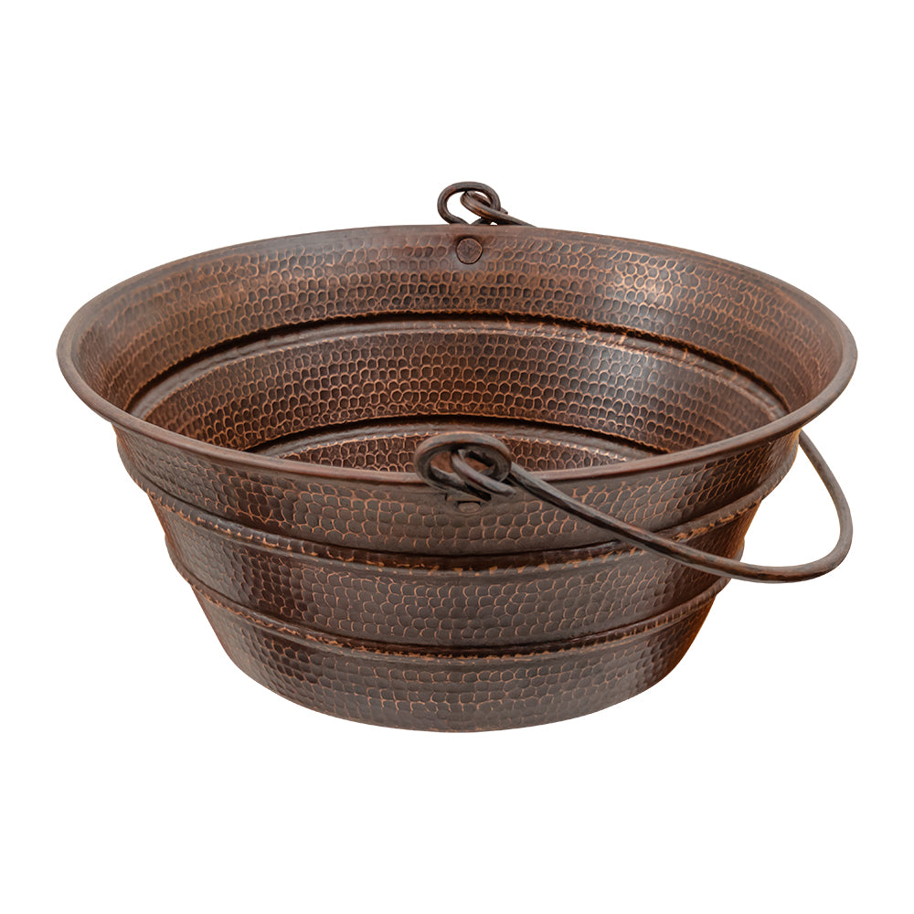 Alternate Image for Premier Copper Products 16" Round Bucket Vessel Hammered Copper Bathroom Sink with Handles, Matching Drain and Accessories, Oil Rubbed Bronze, BSP5_VR16BUDB-P
