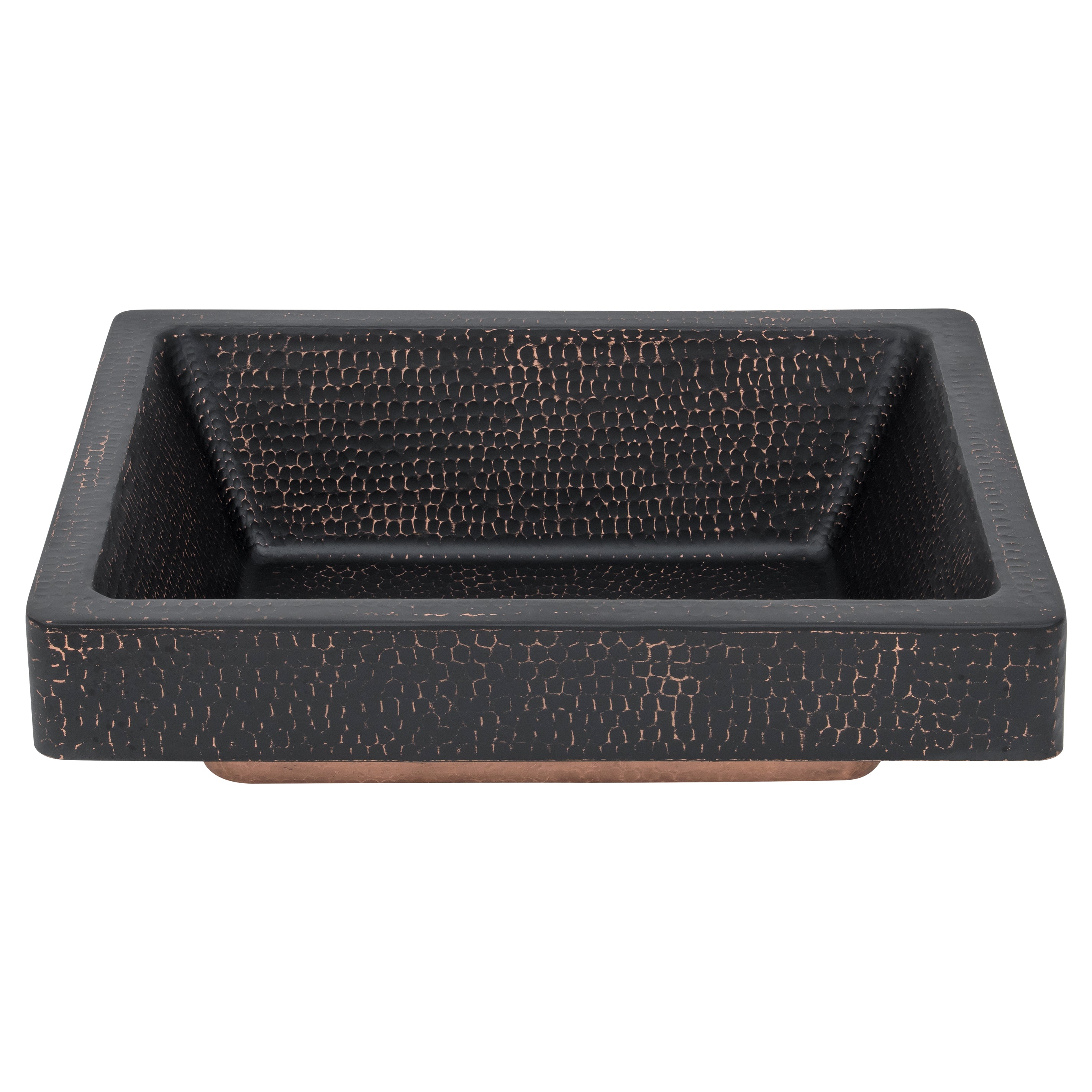 Premier Copper Products 17" x 14" Rectangle Vessel - Above Counter Copper Bathroom Sink, Glazed Black, 17 Gauge, VREC17SKBLK