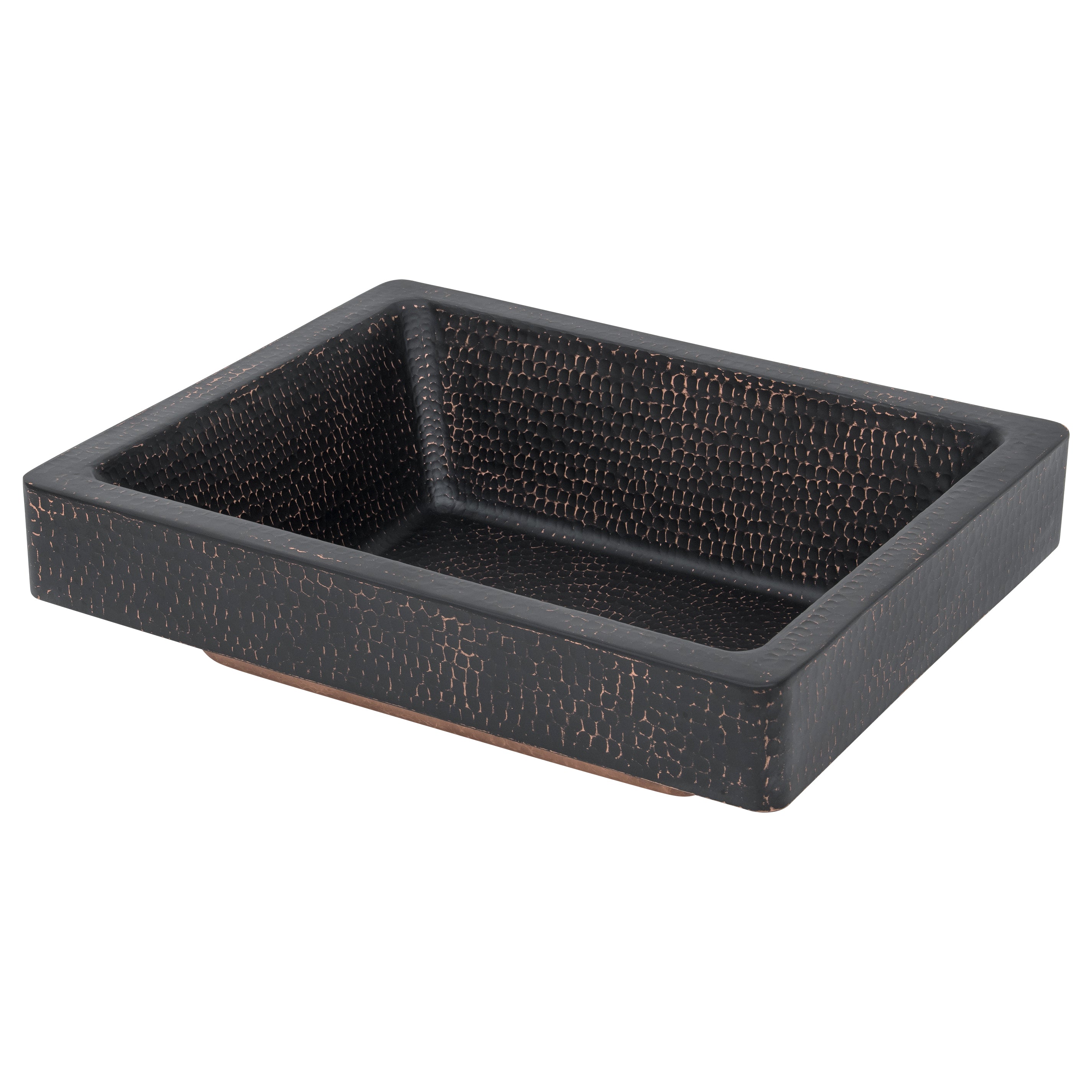 Premier Copper Products 17" x 14" Rectangle Vessel - Above Counter Copper Bathroom Sink, Glazed Black, 17 Gauge, VREC17SKBLK