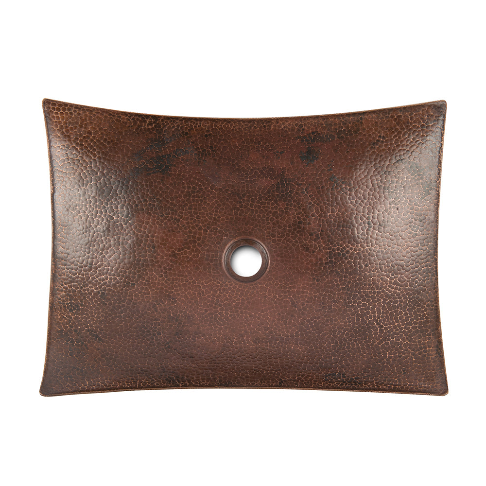 Alternate Image for Premier Copper Products 18" Rectangle Modern Slope Hammered Copper Bathroom Sink, Matching Drain and Accessories, Oil Rubbed Bronze, BSP5_VREC18MSDB-P