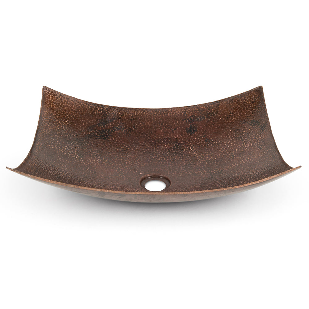 Alternate Image for Premier Copper Products 18" Rectangle Modern Slope Hammered Copper Bathroom Sink, Matching Drain and Accessories, Oil Rubbed Bronze, BSP5_VREC18MSDB-P