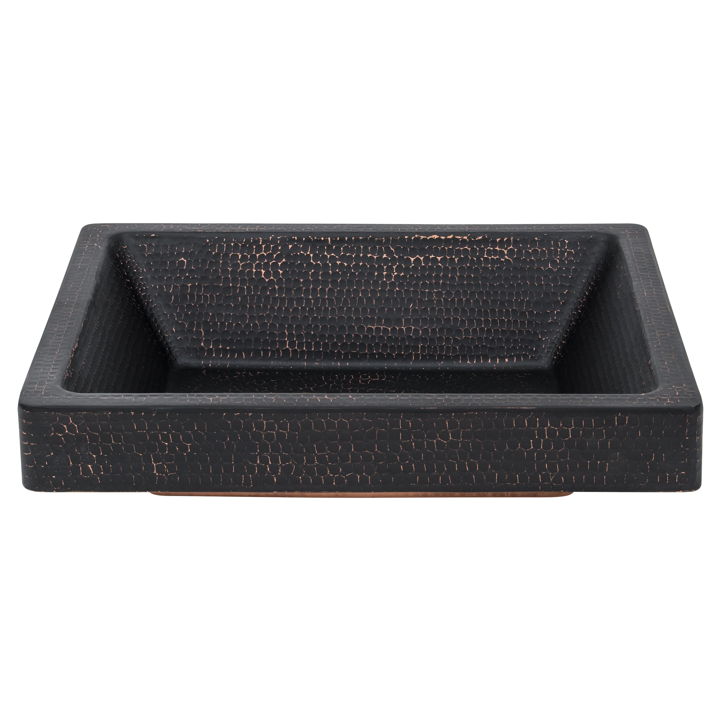 Premier Copper Products 19" x 16" Rectangle Vessel - Above Counter Copper Bathroom Sink, Glazed Black, 17 Gauge, VREC19SKBLK