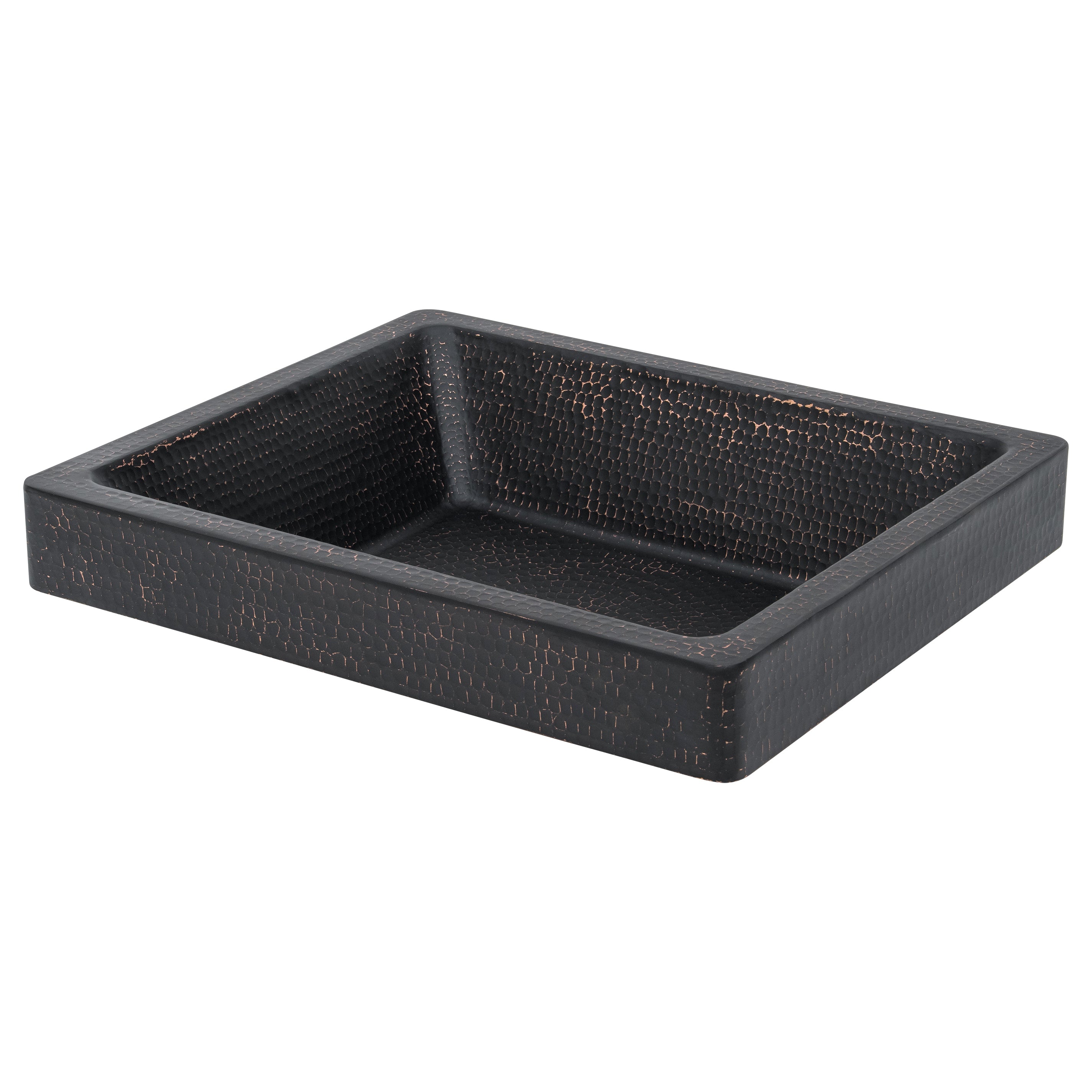Premier Copper Products 19" x 16" Rectangle Vessel - Above Counter Copper Bathroom Sink, Glazed Black, 17 Gauge, VREC19SKBLK