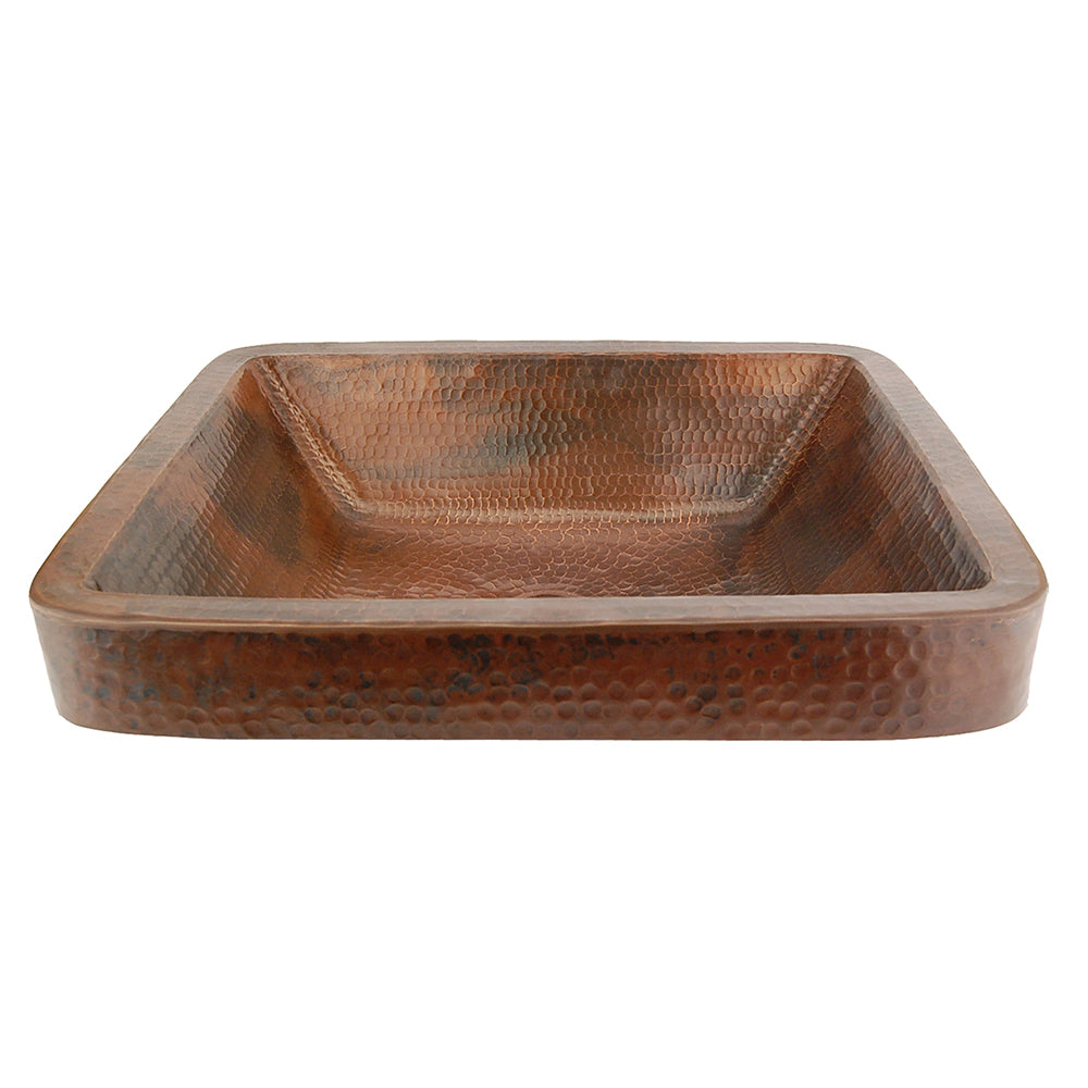 Alternate Image for Premier Copper Products 19" Rectangle Skirted Vessel Hammered Copper Bathroom Sink, Matching Drain and Accessories, Oil Rubbed Bronze, BSP5_VREC19SKDB-P