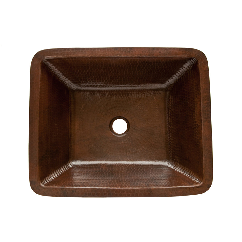 Alternate Image for Premier Copper Products 19" Rectangle Skirted Vessel Hammered Copper Bathroom Sink, Matching Drain and Accessories, Oil Rubbed Bronze, BSP5_VREC19SKDB-P