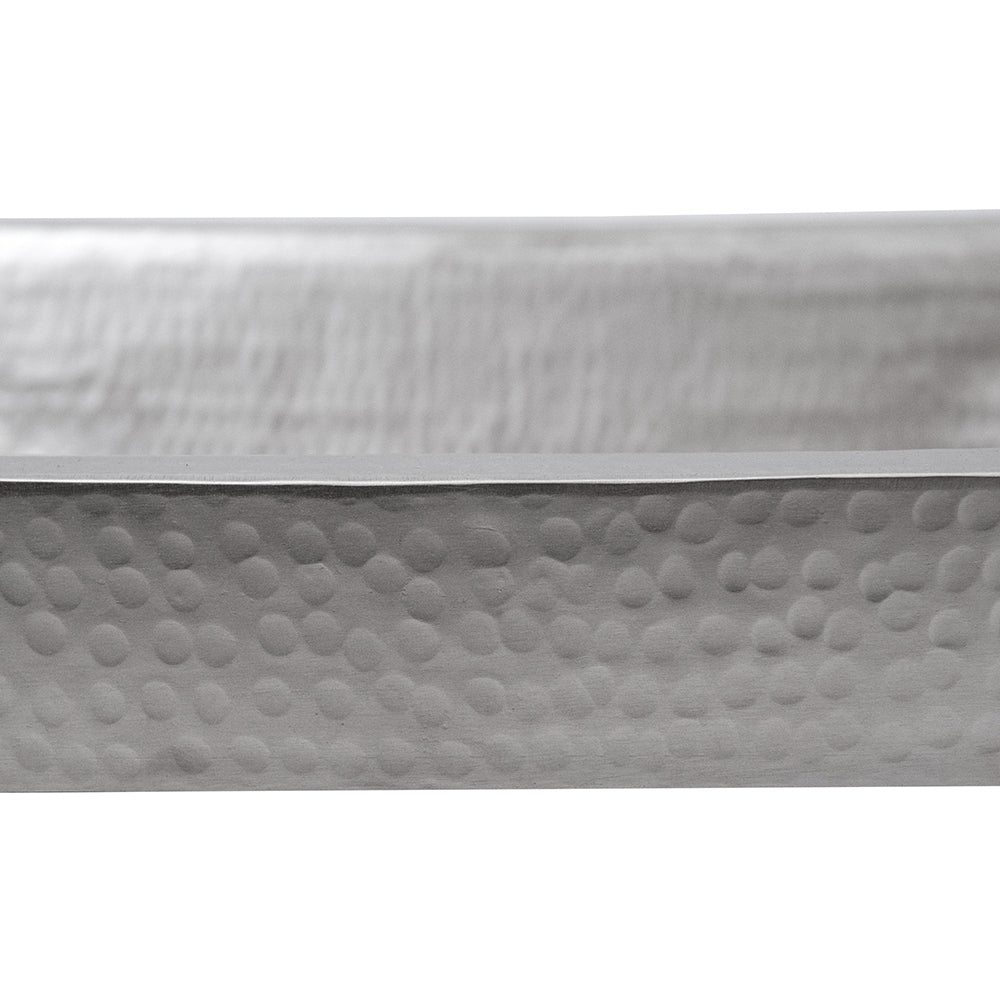 Alternate Image for Premier Copper Products 19" Rectangle Skirted Vessel Hammered Copper Bathroom Sink in Nickel, Matching Drain and Accessories, BSP5_VREC19SKEN-P