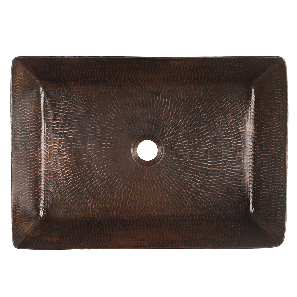 Alternate Image for Premier Copper Products 20" Rectangle Vessel Hammered Copper Bathroom Sink, Matching Drain and Accessories, Oil Rubbed Bronze, BSP5_VREC2014DB-P