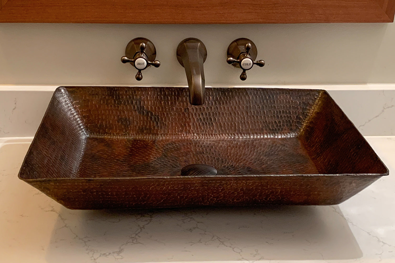 Alternate Image for Premier Copper Products 20" Rectangle Copper Bathroom Sink, Oil Rubbed Bronze, VREC2014DB
