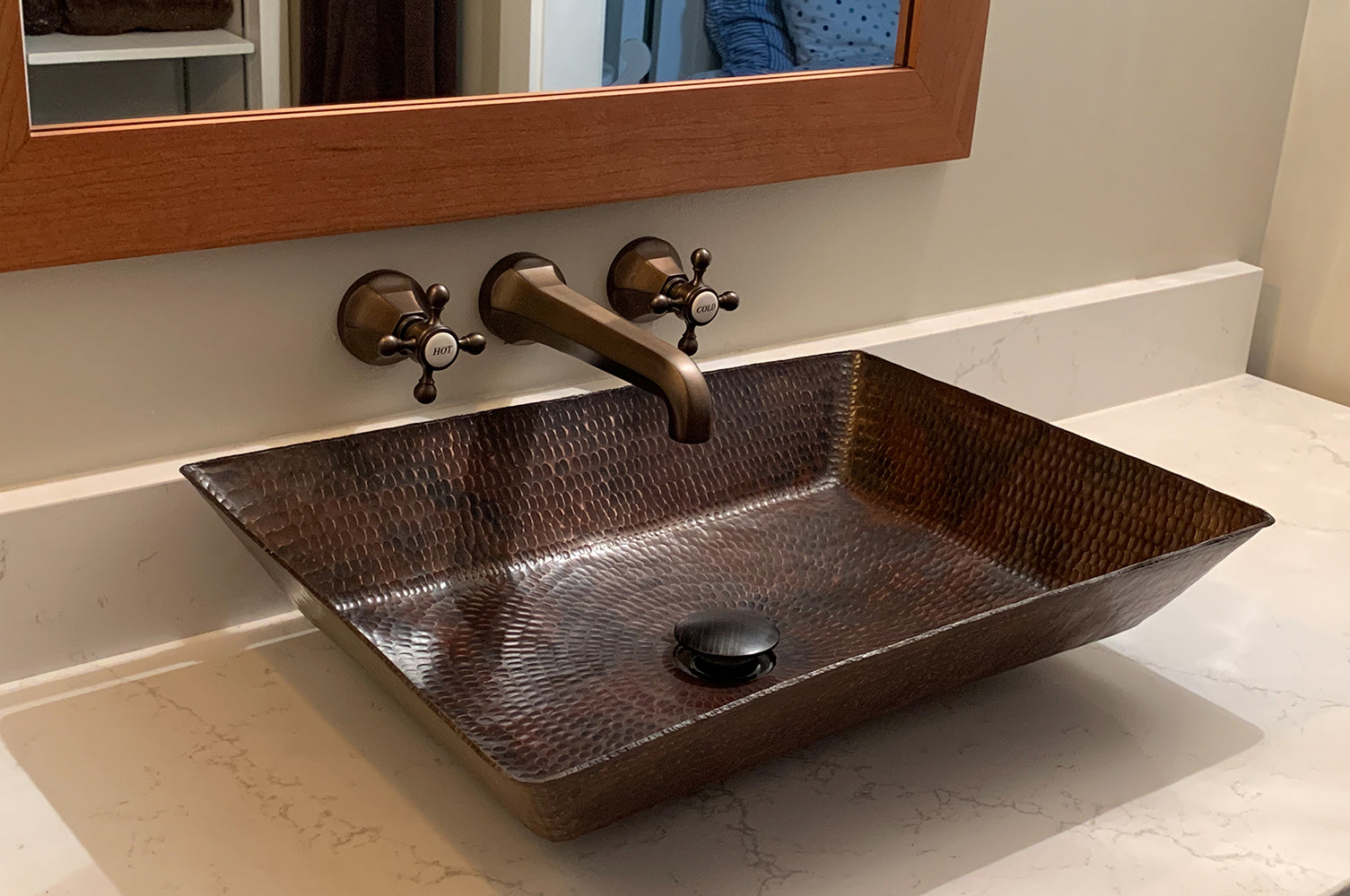 Alternate Image for Premier Copper Products 20" Rectangle Copper Bathroom Sink, Oil Rubbed Bronze, VREC2014DB