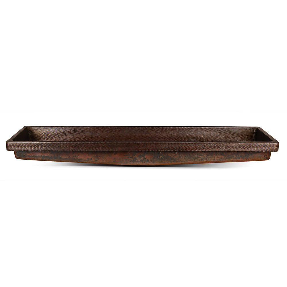 Alternate Image for Premier Copper Products 60" Rectangle Skirted Vessel Hammered Copper Bathroom Sink, Matching Drain and Accessories, Oil Rubbed Bronze, BSP5_VREC60SKDB-P