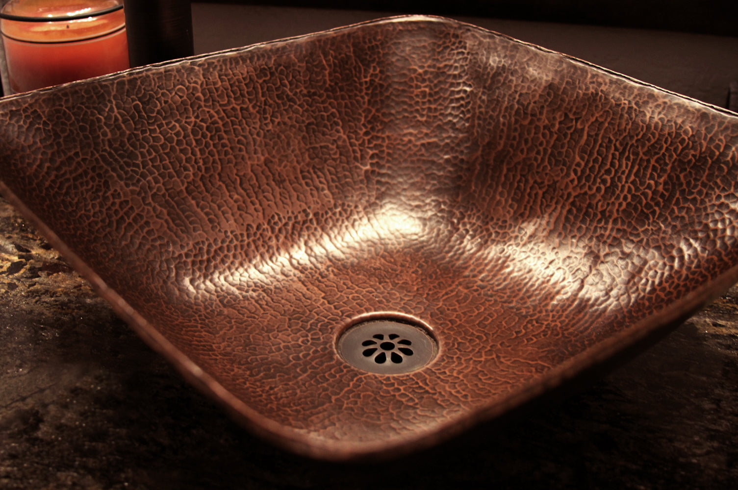 Alternate Image for Premier Copper Products 15" Square Copper Bathroom Sink, Oil Rubbed Bronze, VSQ14BDB
