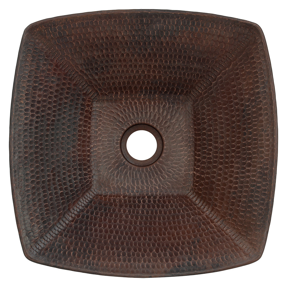 Alternate Image for Premier Copper Products 14" x 14" Square Vessel - Above Counter Copper Bathroom Sink, Oil Rubbed Bronze, 17 Gauge, VSQ14WDB