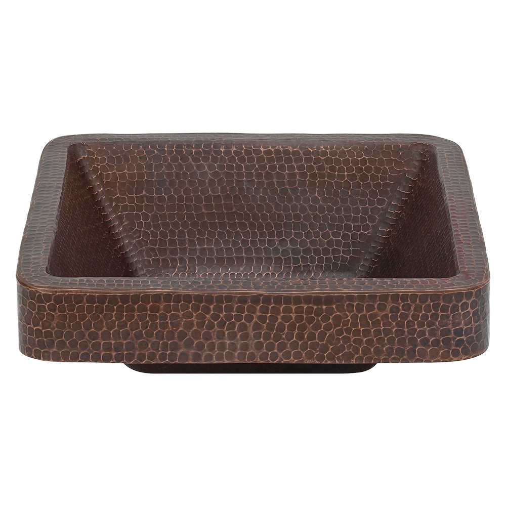 Main Image of Premier Copper Products 15" Square Copper Bathroom Sink, Oil Rubbed Bronze, VSQ15SKDB