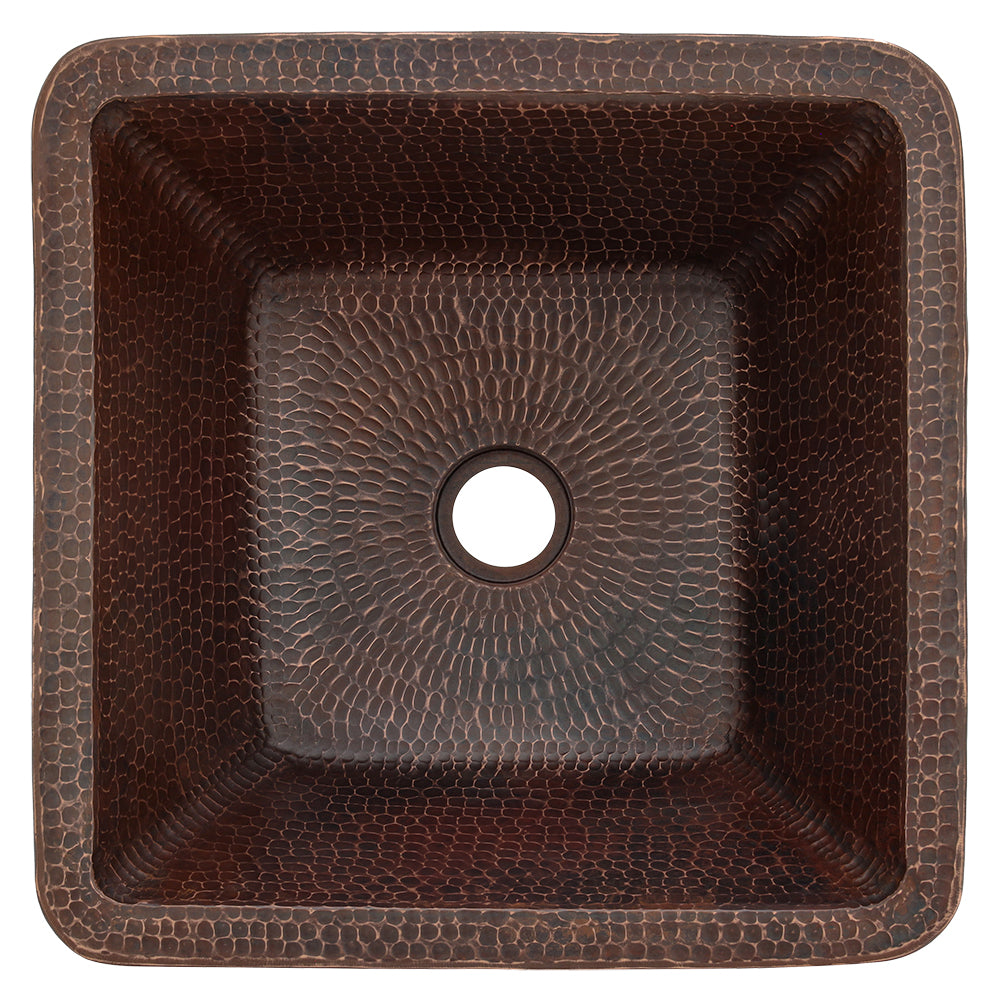 Alternative View of Premier Copper Products 15" Square Copper Bathroom Sink, Oil Rubbed Bronze, VSQ15SKDB