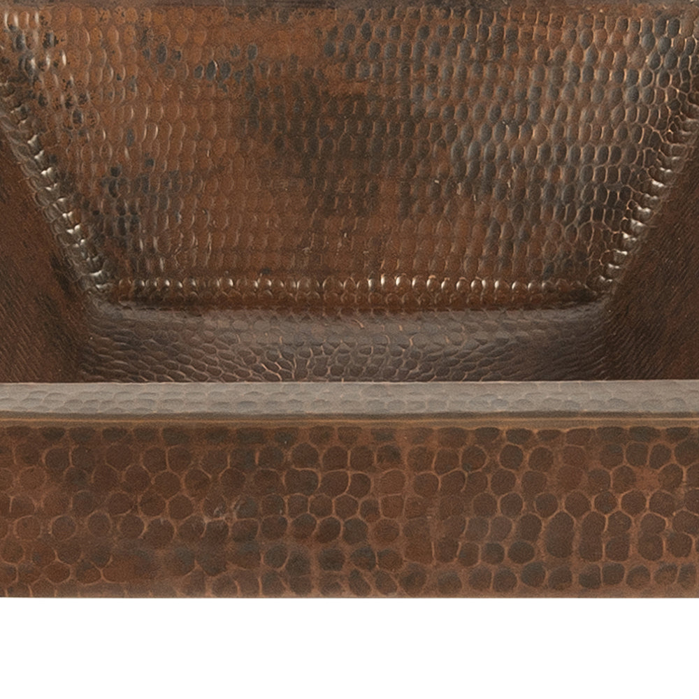 Alternate Image for Premier Copper Products 15" Square Skirted Vessel Hammered Copper Bathroom Sink, Matching Drain and Accessories, Oil Rubbed Bronze, BSP5_VSQ15SKDB-P