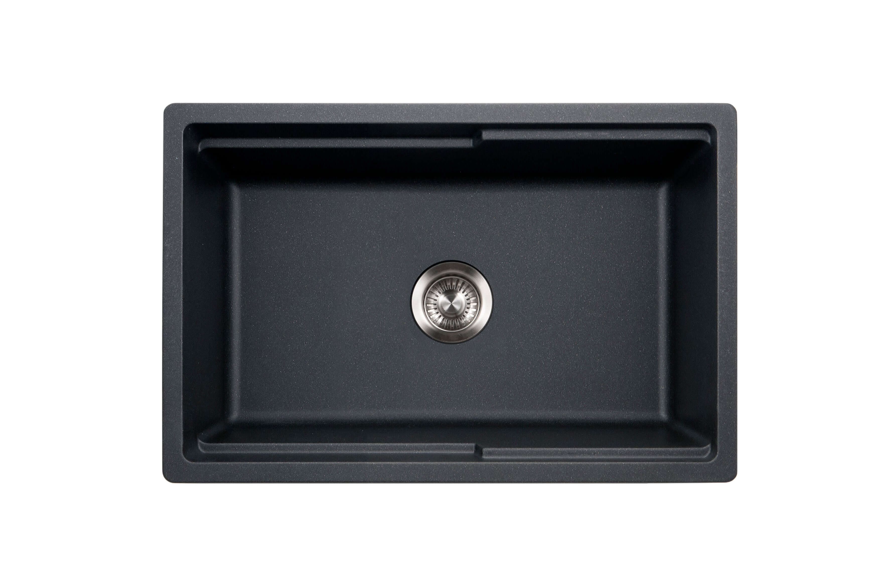Houzer Quartztone 30" Midnite Apron Front Farmhouse Granite Composite Workstation Kitchen Sink with Accessories - W-130-MIDNITE-C