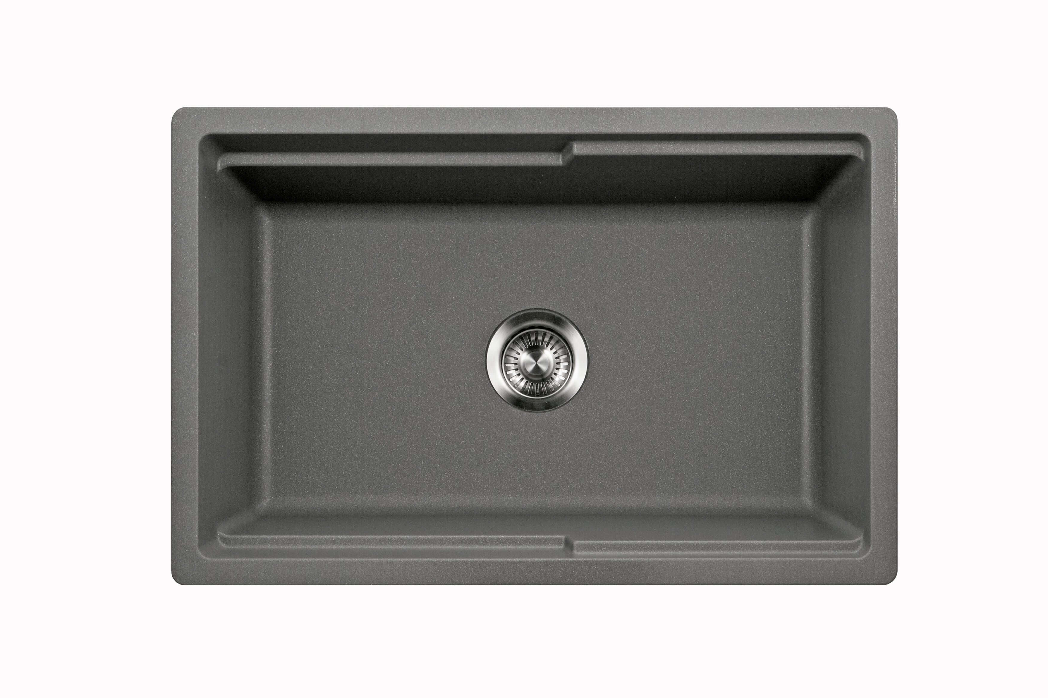 Houzer Quartztone 30 inch Slate Apron Front Farmhouse Granite Workstation Kitchen Sink with Accessories- Granite Composite, W-130 SLATE-C