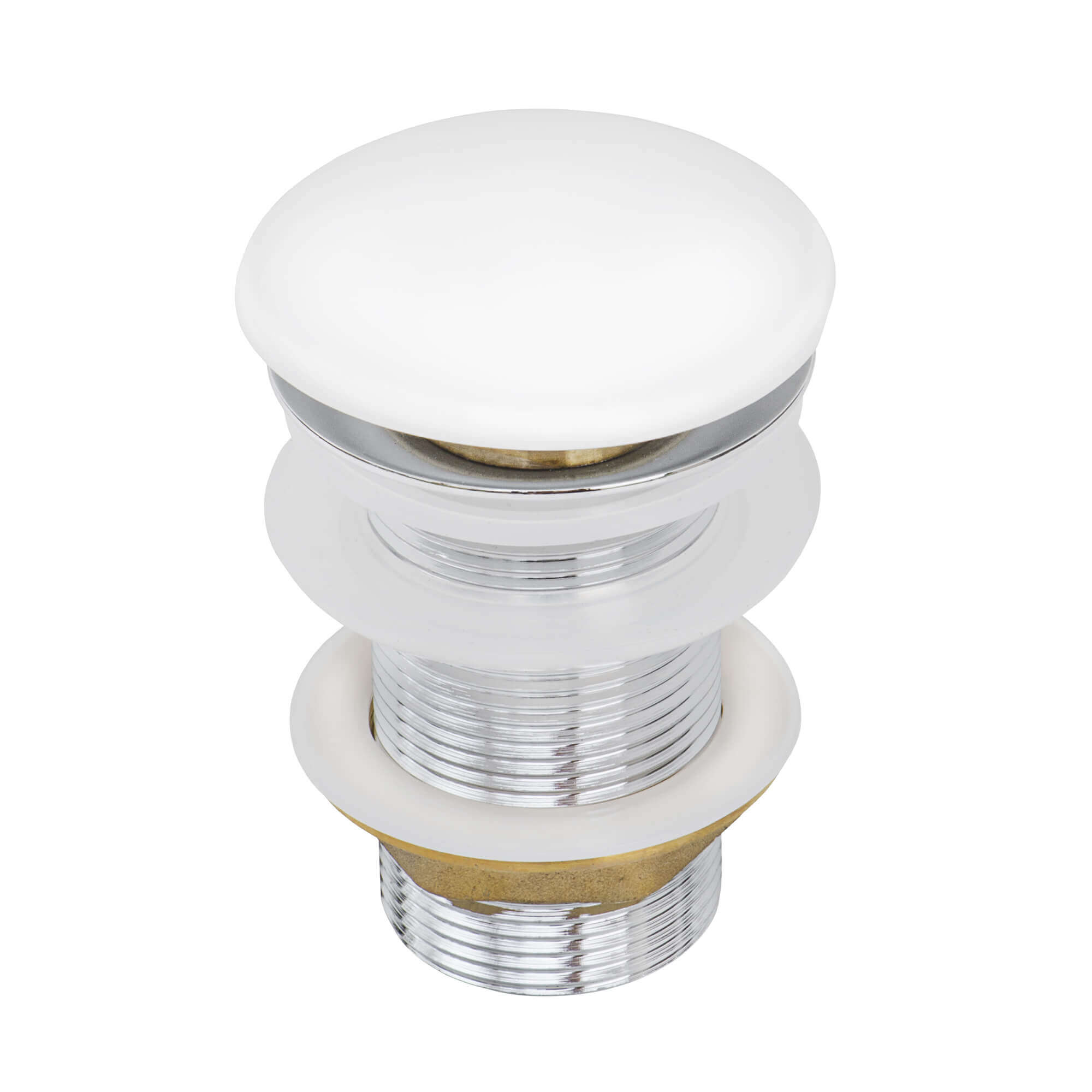 Main Image of Ruvati White Ceramic Top Push Pop-up Drain for Bathroom Sinks without Overflow- RVA5102WH