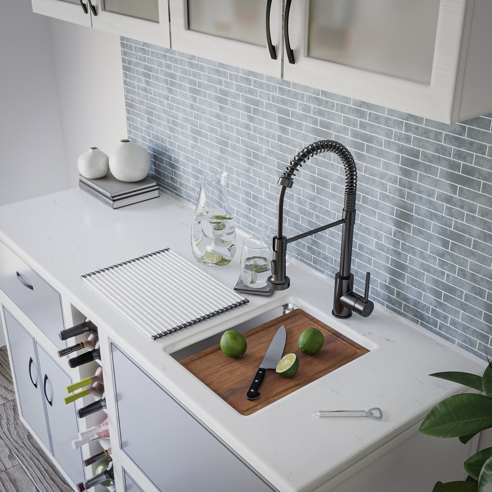 Alternate Image for Karran Elite Workstation 15" Undermount Stainless Steel Workstation Kitchen Sink with Accessories, 16 Gauge, WS-31-PK1
