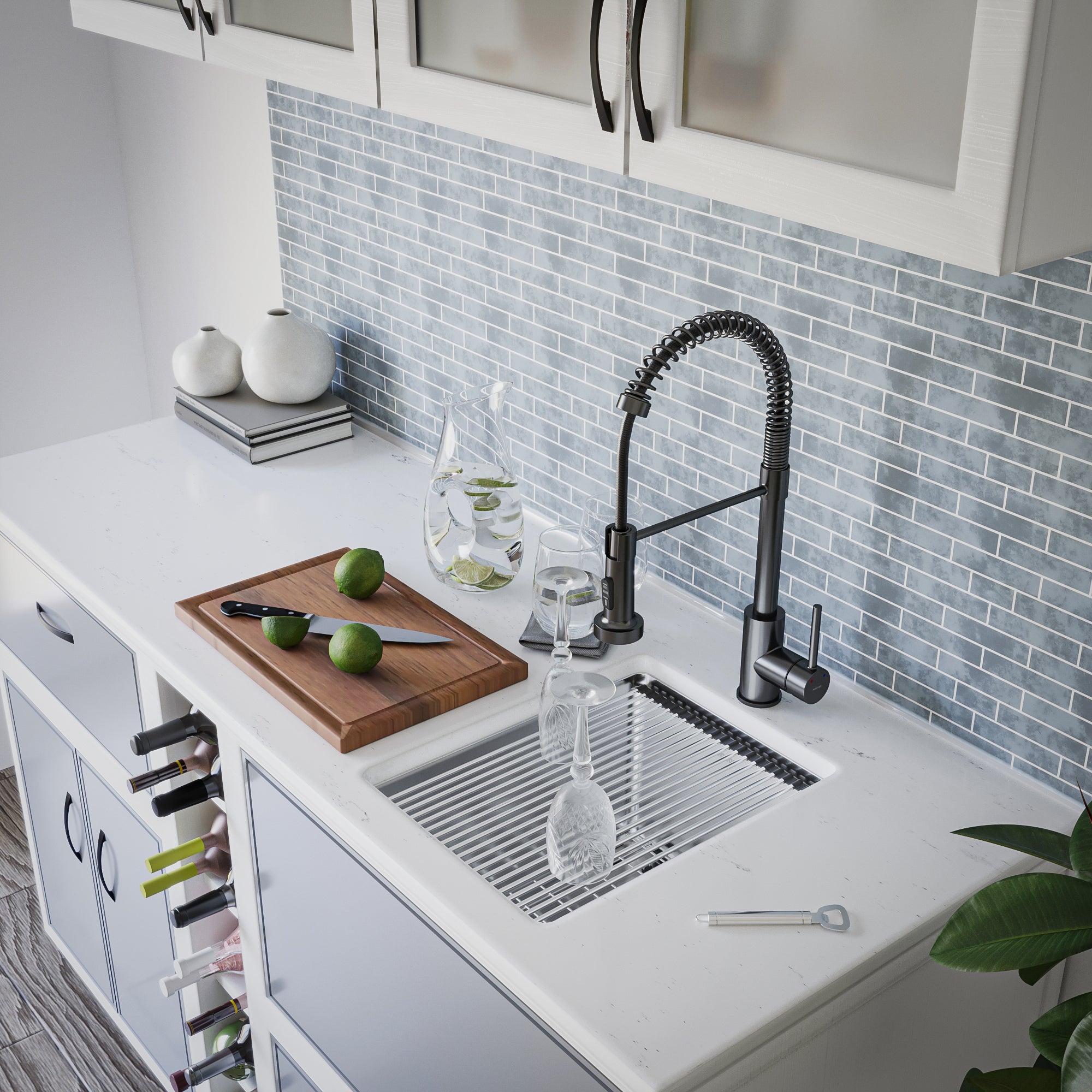 Alternate Image for Karran Elite Workstation 15" Undermount Stainless Steel Workstation Kitchen Sink with Accessories, 16 Gauge, WS-31-PK1