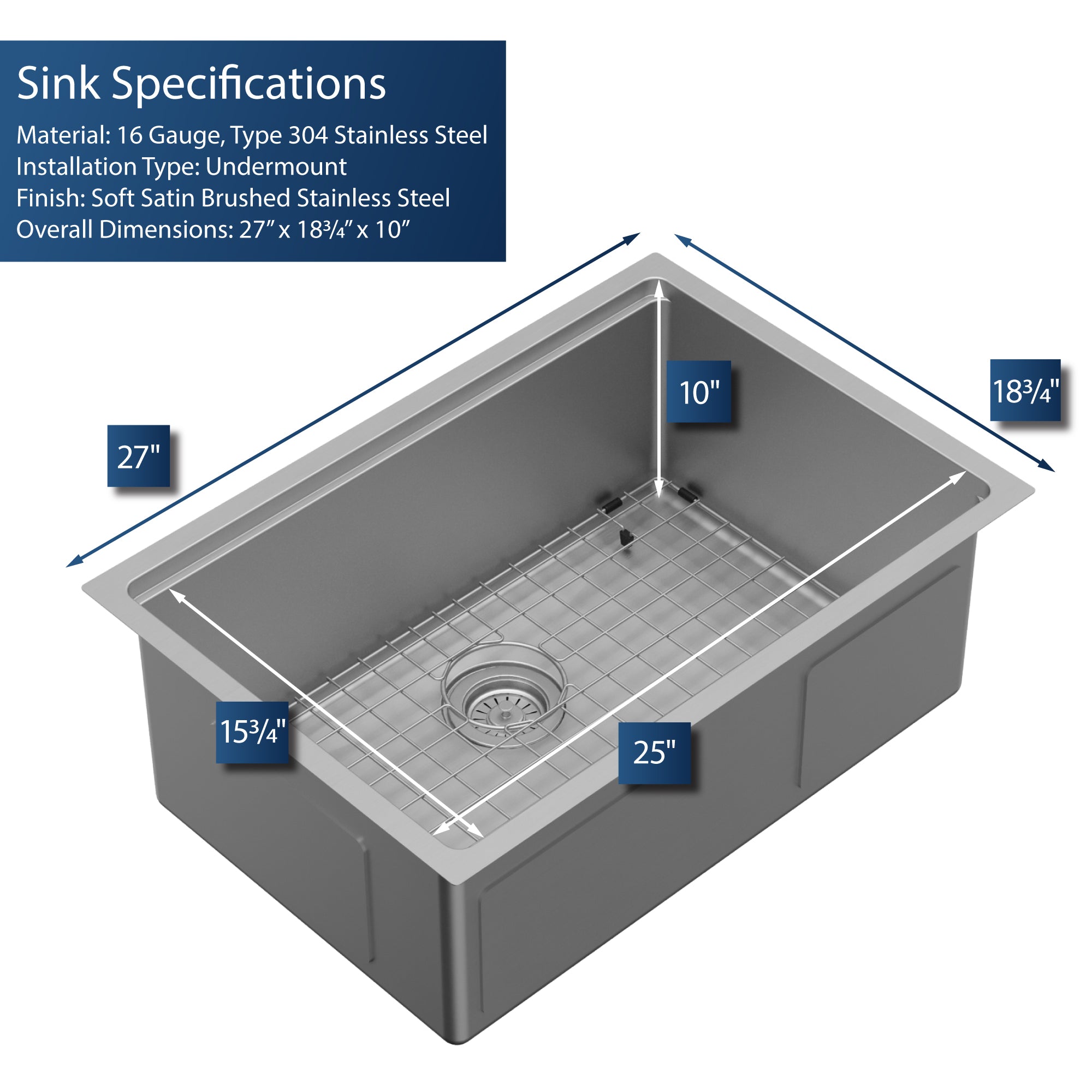 Alternate Image for Karran Elite Workstation 27" Undermount Stainless Steel Workstation Kitchen Sink with Accessories, 16 Gauge, WS-34-PK1