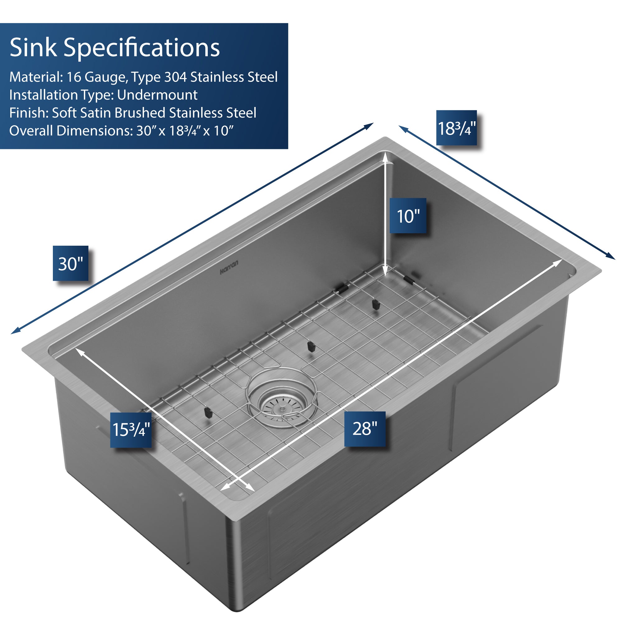 Alternate Image for Karran Elite Workstation 30" Undermount Stainless Steel Workstation Kitchen Sink with Accessories, 16 Gauge, WS-35-PK1