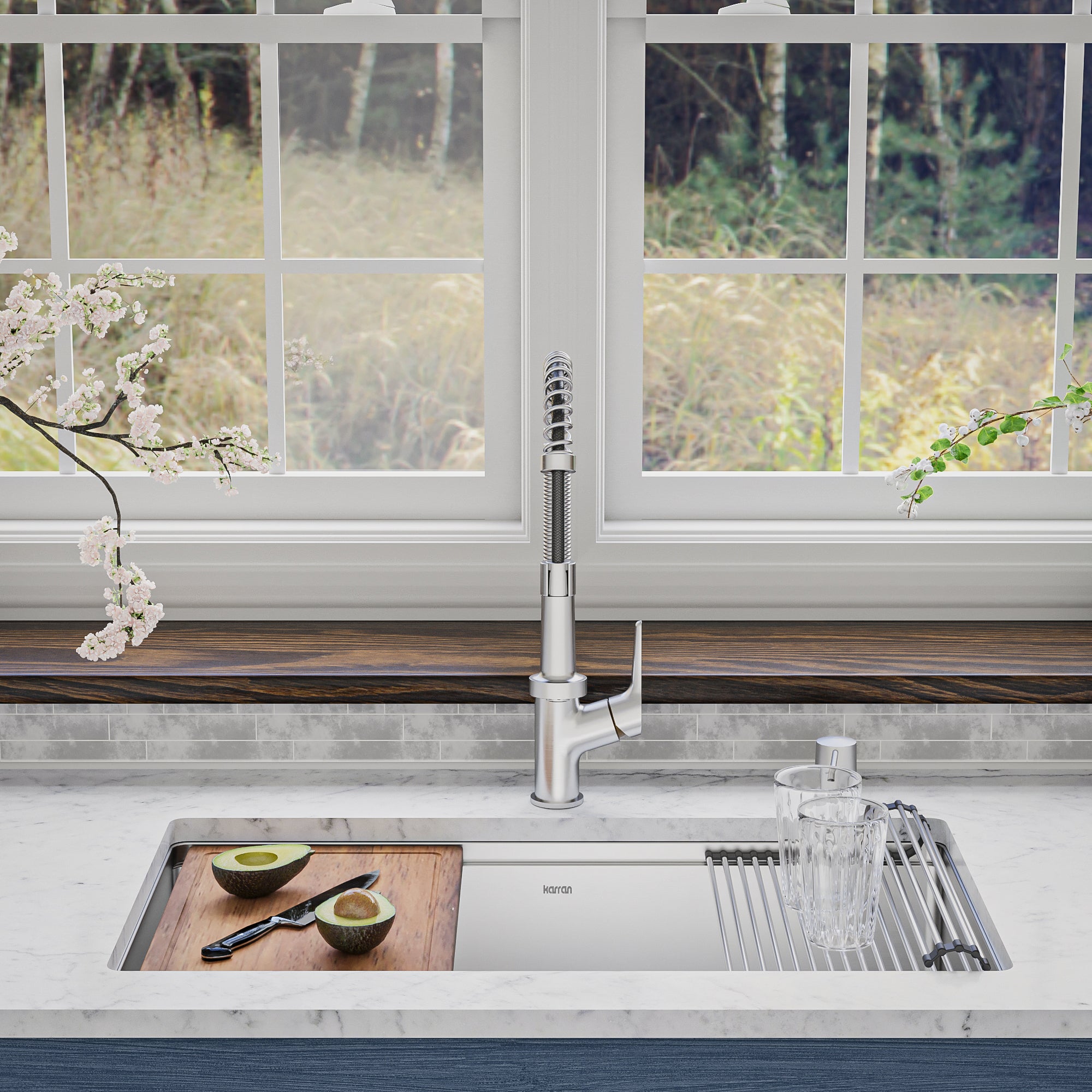 Alternate Image for Karran Elite Workstation 32" Undermount Stainless Steel Workstation Kitchen Sink with Accessories, 16 Gauge, WS-37-PK1