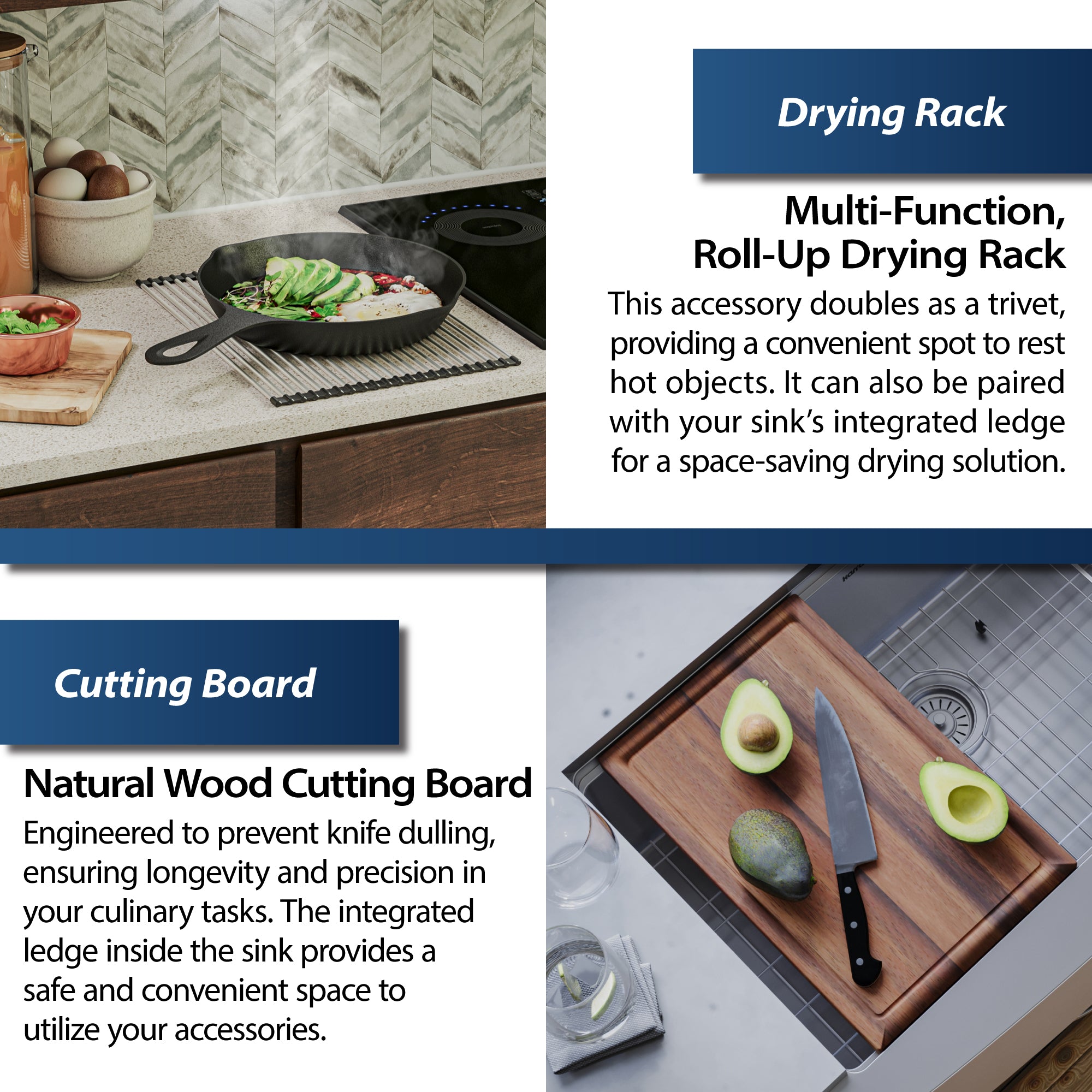 Alternate Image for Karran Elite Workstation 32" Undermount Stainless Steel Workstation Kitchen Sink with Accessories, 60/40 Double Bowl, 16 Gauge, WS-40-PK1