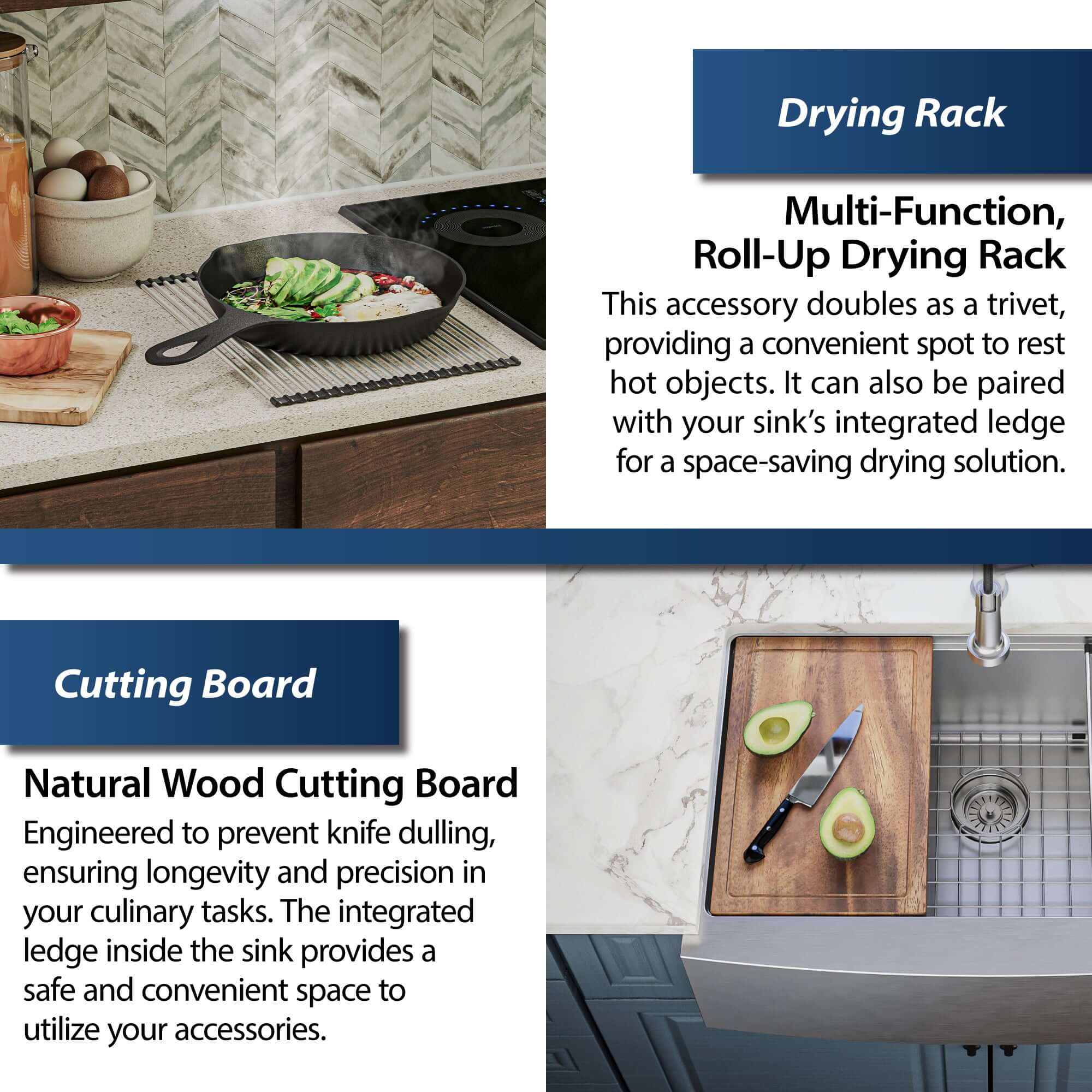 Alternate Image for Karran Elite Workstation 30" Stainless Steel Workstation Farmhouse Sink with Accessories, 16 Gauge, WSA-42-PK1