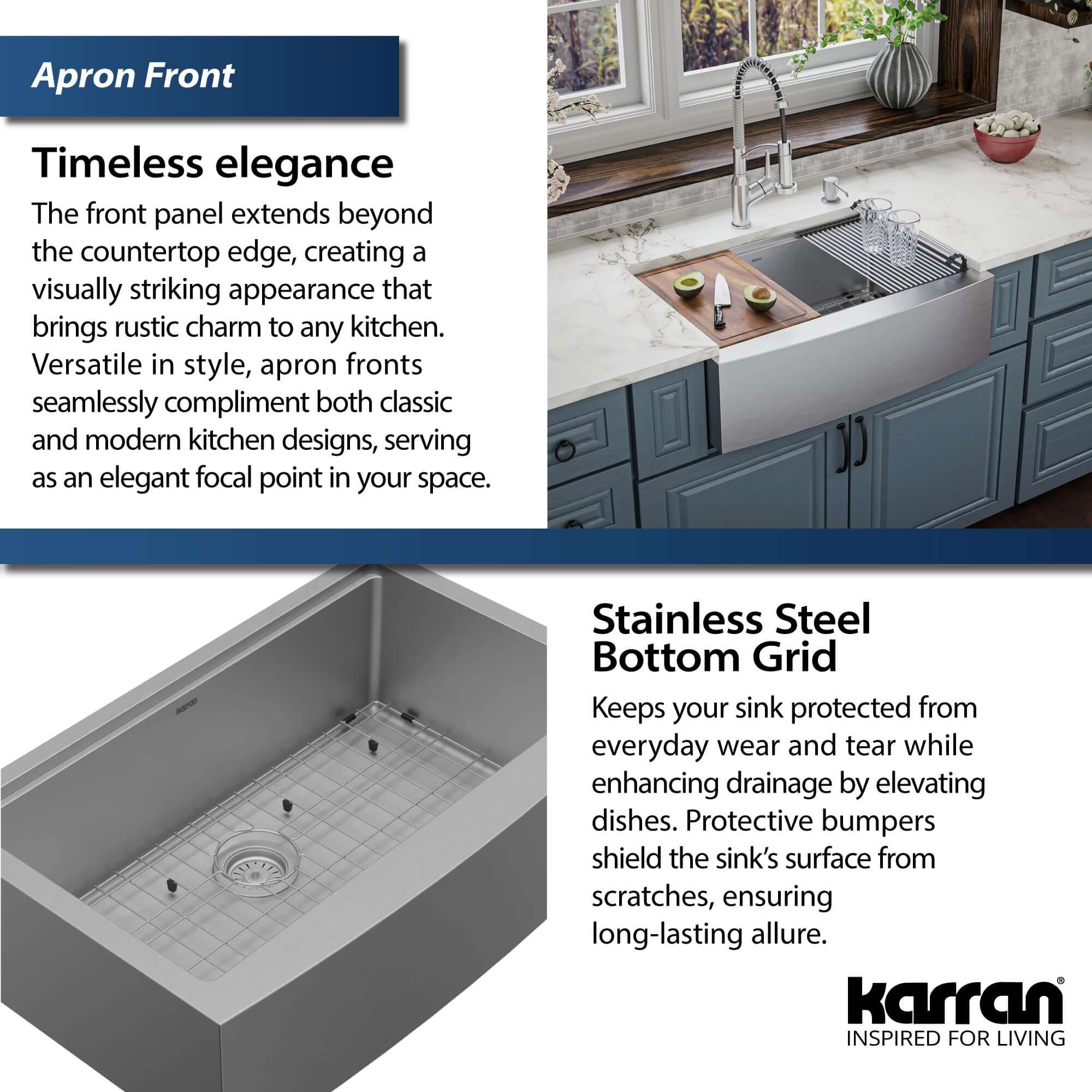 Alternate Image for Karran Elite Workstation 30" Stainless Steel Workstation Farmhouse Sink with Accessories, 16 Gauge, WSA-42-PK1