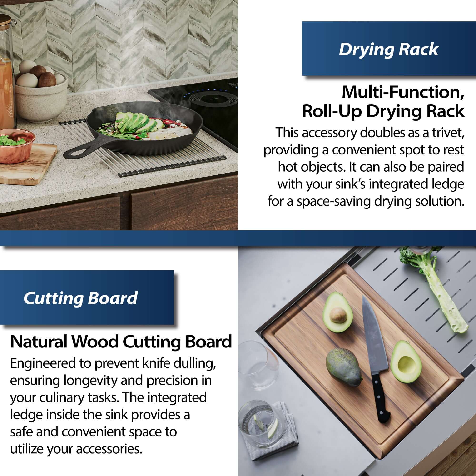 Alternate Image for Karran Elite Workstation 33" Stainless Steel ADA Workstation Farmhouse Sink with Faucet and Accessories, 16 Gauge, WSA-45-PK2